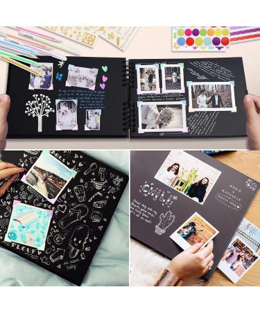 Customizable Photo Album with Black Pages - Holds 80-160 Photos | Includes 12 Stickers & 9 Metallic Markers | Perfect Gift for Valentine's Day - Buy Online on GoSupps.com