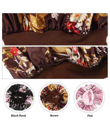 Yinuoday 3Pcs Satin Sleeping Cap for Women - Soft Night Hair Cap in Coffee Black & Pink - Perfect for Hair Protection - Buy Online on GoSupps.com