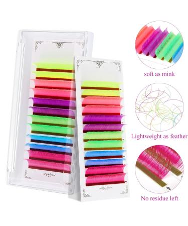 Neon Color Eyelash Extensions - 0.07mm D Curl 15mm Glow in the Dark Volume Lashes for Halloween & Christmas Parties - Buy Online on GoSupps.com