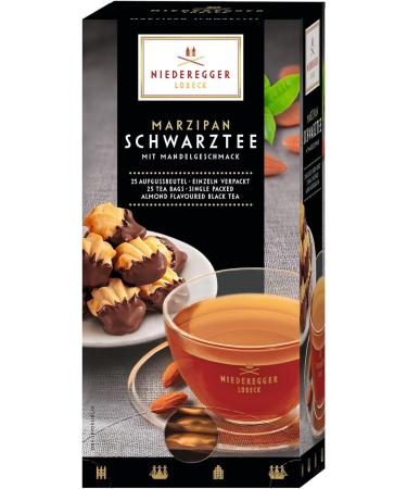 Marzipan Flavoured Black Tea (Almond) - Mothers Day Gifts - Tea Gifts Niederegger Schwarztee - 25 Wrapped Tea Bags - 43.75g - Buy Online on GoSupps.com