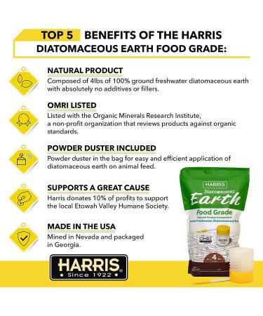 HARRIS Diatomaceous Earth Food Grade 4lb with Powder Duster - Natural Pest Control Solution - Buy Online on GoSupps.com