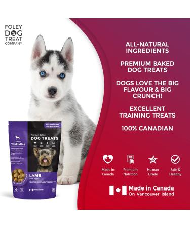 Vitality Dog Lamb with Apple - Premium Baked Dog Treats - Training Treats for Dogs Pet Treats Dog Snacks - Made in Canada Grain Free Human Grade 400g / 14.1oz Lamb with Apple 400 g (Pack of 1) - Buy Online on GoSupps.com