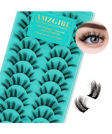 Lash Clusters 10 Pairs Eyelash Clusters Wispy WLFRHD amzgirl Diy Lash That Look Like Extensions 9d False Eyelashes Natural Soft Fluffy Mink Individual Cluster Lashes (Inspiration) 1 Count (Pack of 1) 10Pairs|INSPIRATION|...