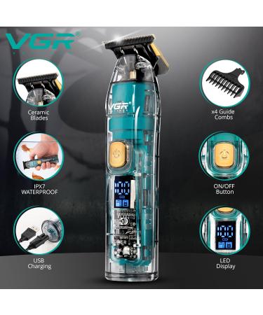 VGR Beard Trimmer for Men - Travel Lock, IPX7 Waterproof, USB Rechargeable, Precision Ceramic Blades - Electric Cordless Hair Clippers for Facial Stubble & Bald Head Haircut - Buy Online on GoSupps.com