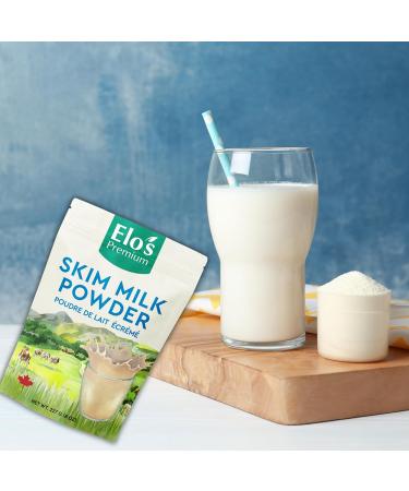 Skim Milk Powder 8oz | PRODUCT OF CANADA| Premium Quality Dehydrated Skim Milk | Low-Fat Alternative | Ideal for Baking Cooking and Beverages | Long Shelf Life | By Elo's Premium - Buy Online on GoSupps.com
