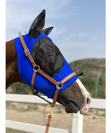 TGW RIDING Horse Fly Mask - Super Comfort & Elasticity with Ears (M Royal Blue) | International Shipping Available - Buy Online on GoSupps.com