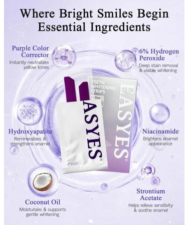 Purple Teeth Whitening Strips Hydroxyapatite-Infused White Strips for Enamel Care No-Sensitivity Whitening Whitening & Color-Correcting Formula 28 Strips (14 Treatments) Coconut - Buy Online on GoSupps.com