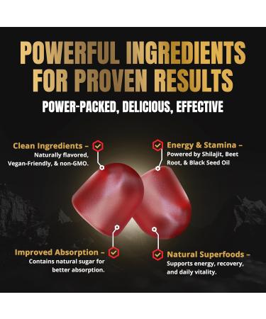 Himalayan Natural Shilajit Gummies for Men Made in USA True Gold Pure Himalayan Shilajit for Men Gummies Energy & Focus Support with Ashwagandha & Sea Moss Vegan 60 Count - Buy Online on GoSupps.com