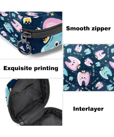 Cartoon Teeth Pattern Sanitary Napkin Storage Bag Menstrual Pad Bag Portable Menstrual Period Sanitary Pouch Zipper Tampons Collect Bags for Teen Girls Women Ladies Color 10 - Buy Online on GoSupps.com