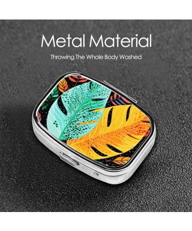 Colorful Leaf Printed Square Pill Box | Portable Travel Medicine Organizer for Easy Medication Storage - Buy Online on GoSupps.com