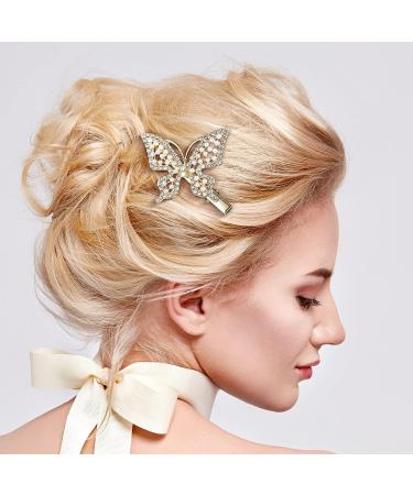 OIIKI 4PCS Butterfly Hair Clips | Pearl Rhinestones Hair Pins | Gold Hair Barrettes for Women, Girls, Brides - Buy Online on GoSupps.com