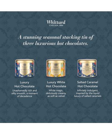Whittard of Chelsea | Three Gift Hot Chocolate Tower Stacking Tin | Gift Set For Men & Women | Luxury White & Salted Caramel Flavoured Hot Chocolates | 3 x 100g Tins - Buy Online on GoSupps.com