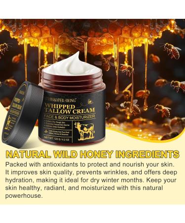 WHLH & WELL-BEING Beef Tallow for Skin Beef Tallow and Honey Balm Moisturizer for Face & Body Skin Care(1Pack) 119g 4.19 Fl Oz (Pack of 1) - Buy Online on GoSupps.com