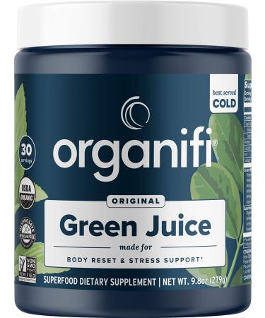 Organifi Green Juice - Organic Superfood Powder - 30-Day Supply - Organic Vegan Greens - Helps Decrease Cortisol - Provides Better Response to Stress - Supports Weight Control - Total Body Wellness 9.8 Ounce (Pack of 1)