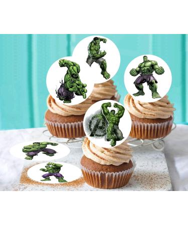 Pre-Cut Hulk 1B Edible Stand up Wafer/Rice Paper Cupcake Cake Toppers Birthday Party Superhero Decorations (24) - Buy Online on GoSupps.com
