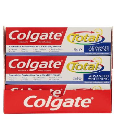Colgate Total Advanced Whitening Antibacterial & Fluoride Toothpaste 75 ml 12 pieces - Buy Online on GoSupps.com