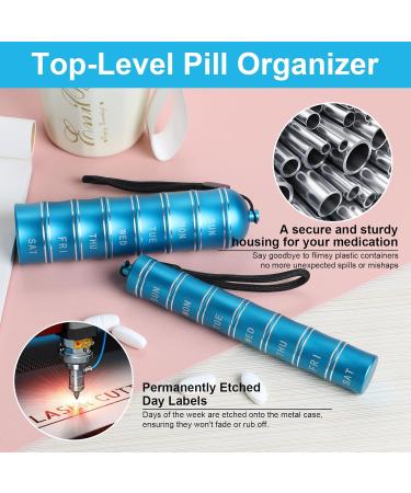 Stackable Waterproof Metal Pill Box | 7 Day Organizer for Vitamins Supplements & Nutraceuticals - 2 Pcs Travel Pill Box - Buy Online on GoSupps.com