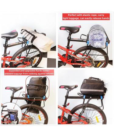 BABEIYXM Rear Bike Rack - Adjustable Aluminum Alloy Cargo Rack for 110-165lb Capacity | Bicycle Luggage Carrier with Reflector and Elastic Rope - Buy Online on GoSupps.com