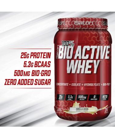 iSatori Bio-Active Whey Protein Powder - Vanilla Swirl (30 Servings) & iSatori Classic Blender Bottle (Clear Bottle with Red Top) - Buy Online on GoSupps.com