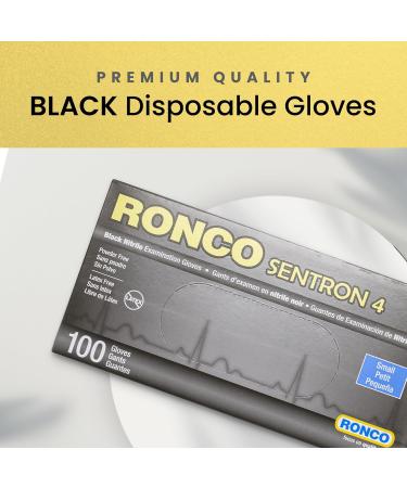 Black Disposable Nitrile Gloves Small Heavy Duty Powder-Free Industrial Grade 4 MIL Thickness Texture Ronco Sentron4 (Small) 100 Gloves - Buy Online on GoSupps.com
