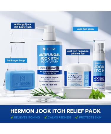Hermon Antifungal Body Wash for Jock Itch: Tea Tree oil Body Wash for Jock Itch Ringworm Back Acne Athlete's Foot Tinea - Medicated Soap for Men and Women 1 Pack Body Wash - Buy Online on GoSupps.com