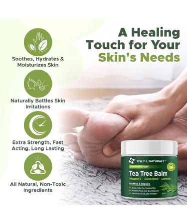 OWELL NATURALS Tea Tree Balm Oil 2oz - Soothes Acne Itchy Skin & Rashes - Vitamin E Paraben-Free Multi-Use for Insect Bites & Burns - Buy Online on GoSupps.com