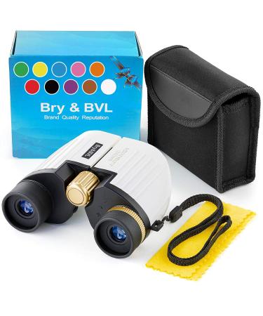 Binoculars for Kids - High Resolution, Shockproof  8X22 Kids Binoculars for Bird Watching, Best Toys for Boys, Girls  Real Optics Set for Outdoor Toddler Games  Detective and Spy Kids Toys White