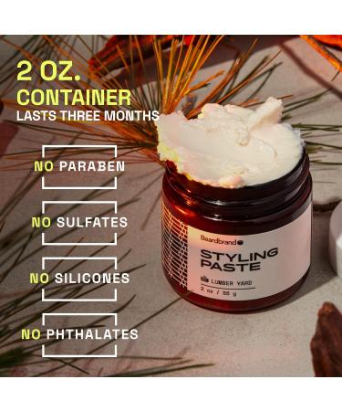Beardbrand Beard Styling Paste | Medium Hold & Natural Look Hair Paste for Men | Versatile Beard Balm & Hair Cream - Sandalwood Cedar - 56g Lumber Yard - Buy Online on GoSupps.com