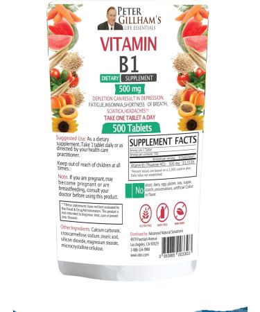 Peter's Choice B1 Tablets Dietary Supplement (B1 500mg 100 Tablets) - Buy Online on GoSupps.com