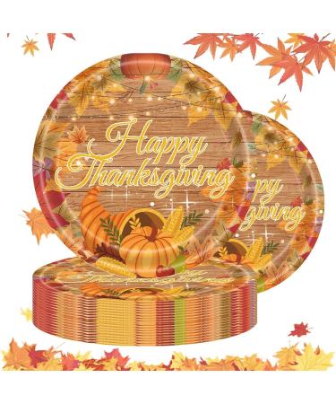 Fall Tableware Set - Fall Thanksgiving Party Paper Supplies | Autumn Non-Reusable Tableware Set Pumpkin Sunflower Maple Leaves Paper Dinnerware Serve 20 for Autumn Thanksgiving 7 Inch Tray - Buy Online on GoSupps.com