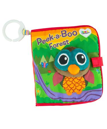 Lamaze Peek-A-Boo Forest Soft Baby Book - Clip-On Cloth Book - Washable Crinkling Fabric Pages for Sensory Play - Teething and Learning Toys for Babies - 6 Months and Up