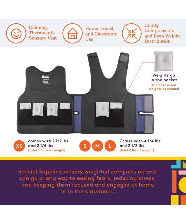 Special Supplies Weighted Sensory Compression Vest for Kids with ADHD, Autism, and Processing Disorders - Small (17x30 inches) - Calming and Supportive - Adjustable Weight Fit - Pack of 1 - Buy Online on GoSupps.com