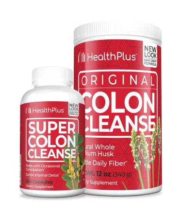 Health Plus Super Colon Cleanse (240 Capsules) & Colon Cleanse (12 Ounces/48 Servings) Bundle