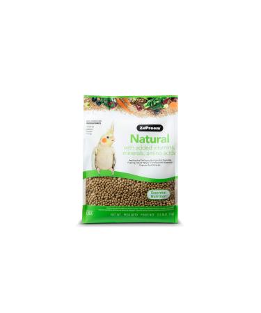 ZuPreem Natural Pellets Bird Food for Medium Birds - Daily Nutrition, Made in USA for Cockatiels, Quakers, Lovebirds, Small Conures Natural 2.5 Pound (Pack of 2)