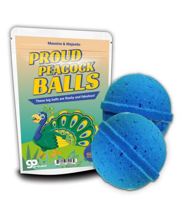 Proud Peacock Balls Bath Bombs - Flashy and Fabulous Peacock Design - Funny Bath Bombs for Men - Giant Blue Bath fizzers Handcrafted in The USA 2 Count