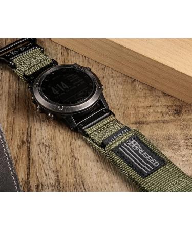 Garmin Watch Band - Super Rugged Nylon Sports Strap for fnix/Forerunner/Vivoactive - Tough Replacement for Men - Green 22MM - Buy Online on GoSupps.com