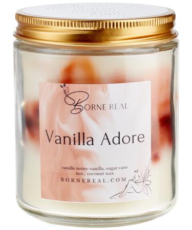 Vanilla Adore Aromatherapy Scented Candles for Home Smells Like caramelized Sugar & Vanilla Candles of Stress Relief 100% Natural Coconut Wax Vanilla Adore 8oz