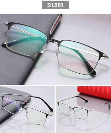 Lanomi Blue Light Filter Reading Glasses for Men & Women - Rectangle Metal Frame 3.0 Diopter Anti-Rays Visual Help - Buy Online on GoSupps.com