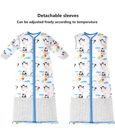Chilsuessy Blue Penguin Kids Winter Sleeping Bag 3.5 Tog - Adjustable Length, Removable Sleeves - 150cm/6-9 Years - Buy Online on GoSupps.com