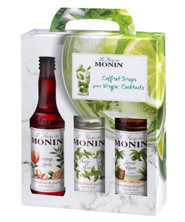 MONIN - Set for non-alcoholic cocktails - Rum Orange Spritz and Mojito Mint flavor - Natural flavors - 3x25cl