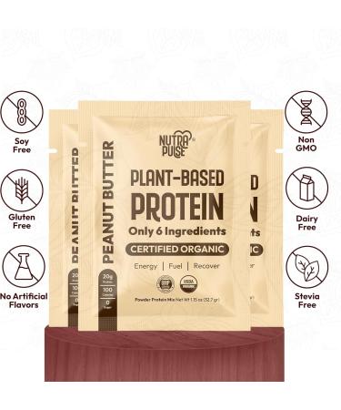 Organic Vegan Protein Powder Sample Pack - 20g Plant-Based Protein Gluten-Free Non-GMO Perfect for Smoothies & Shakes - Peanut Butter (Pack of 8 - Buy Online on GoSupps.com