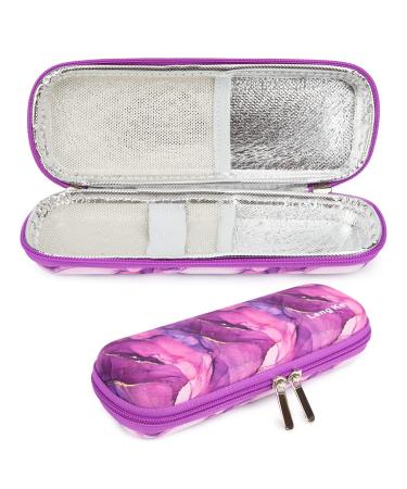 YOUSHARES Insulin Cooler Travel Case - Small Handy Medication Diabetic Insulated Organizer Portable Cooling Bag for Insulin Pen and Diabetic Supplies (Marble Purple) 07 Marble Purple