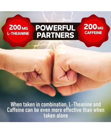 L-Theanine 200mg & Pure Caffeine 200mg Capsules - Smart Energy Alertness & Focus Supplement - Non-GMO Gluten Free - 120 Capsules for 4 Months - Buy Online on GoSupps.com