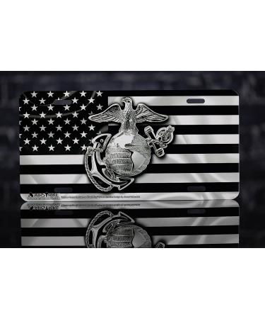 USMC Marine Corps License Plate | Black Flag Design | Front Car Plate Made in USA by Airstrike - Buy Online on GoSupps.com