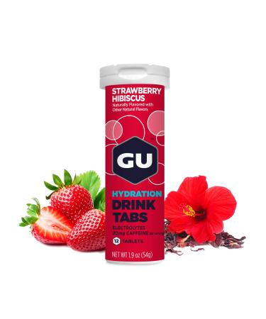 GU Energy Hydration Electrolyte Drink Tablets Enhanced Endurance Sports Drink for Running Cycling Triathlon 4-Count(48 Servings) Strawberry Hibiscus