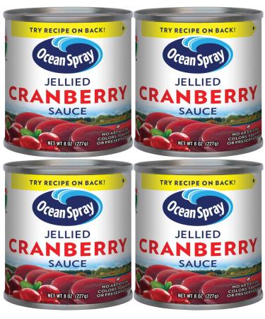 Ocean Spray Jellied Cranberry Sauce (Pack of 4) 8 oz Mini Cans