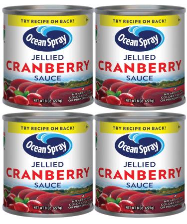 Ocean Spray Jellied Cranberry Sauce (Pack of 4) 8 oz Mini Cans