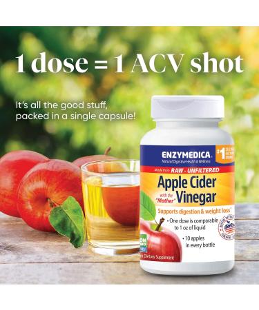 Enzymedica - Apple Cider Vinegar (ACV) 60 capsules - Apple Cider Vinegar with Mother - Digestive Enzyme Supplements - Apple Cider Vinegar Pills - Healthy Weight and Digestive Support - Buy Online on GoSupps.com
