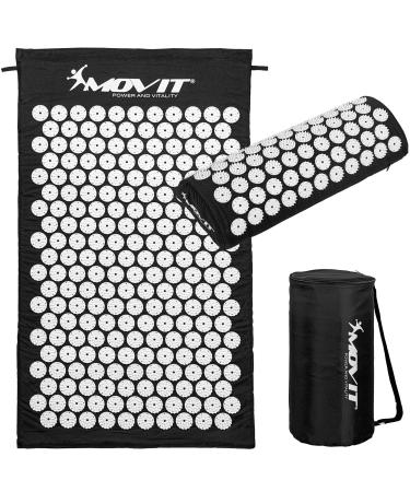 Movit acupressure mat model Tuina (75x4x2.5cm) including pillow or model Zhiya (130x50x2.5cm) including pillow pollutant tested cover 100% cotton 10 colors massage mat black - 75x44