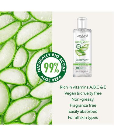Lakeland Cosmetics Aloe Vera Gel 250ml - 100% Pure Natural Bio Active Aloe Gel | Soothes Cuts, Irritated Skin, Burns & Sunburn | After Sun Lotion for Face & Body - Buy Online on GoSupps.com